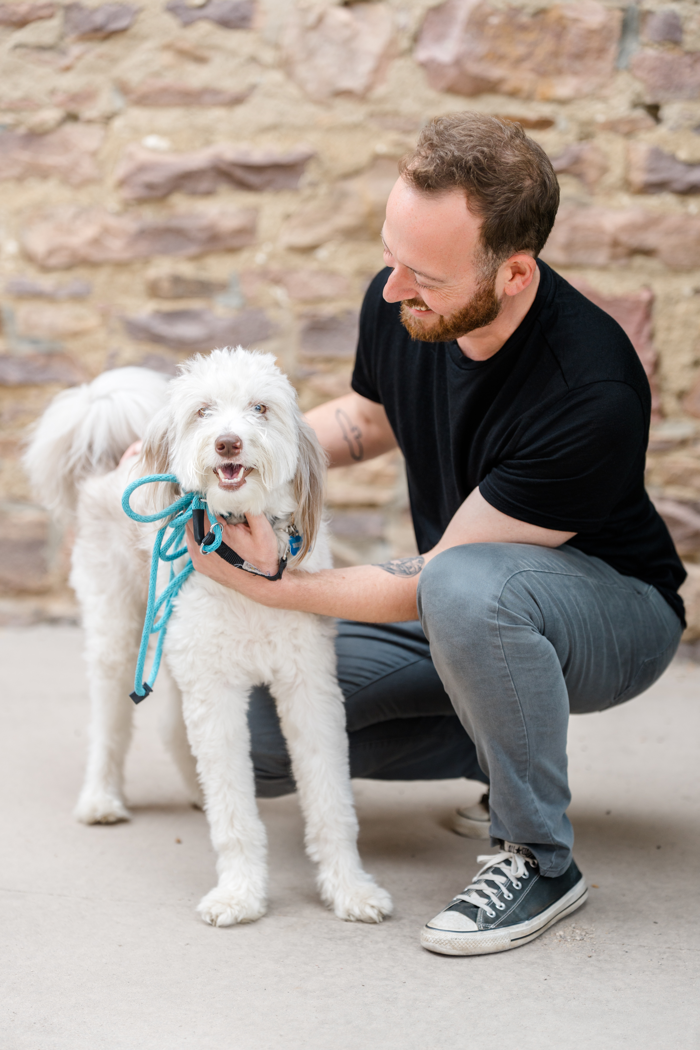 Jeff with Benny, his Aussiedoodle